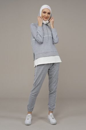 2PCs Ladies Tracksuit Set Grey