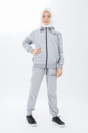 Unisex Zippered Girls Tracksuit Set Long Sleeves