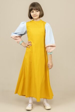 Girls Dress Long Light Casual - Mustard | فساتين بنات