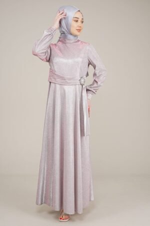 Sparkly Long Ladies Dress for Special Occasions-Powder