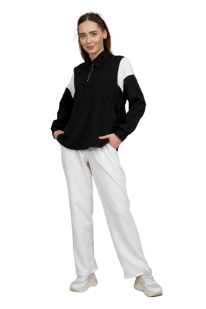 Ladies Tracksuit 2Pcs Set Tunic & Trouser Black