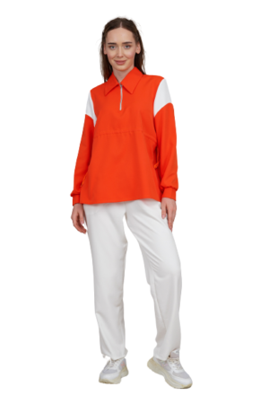 Ladies Tracksuit 2Pcs Set Tunic & Trouser Orange