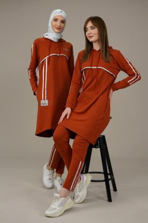 Ladies Tracksuit 2pcs Hooded Tunic & Pants | Tile