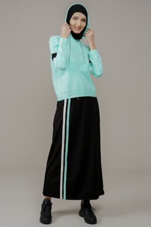 Ladies Tracksuit Set With Hoodie & Skirt Mint