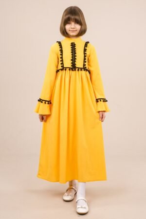 Practical Mustard Young Girls Dress for Spring & Summer | فساتين بنات