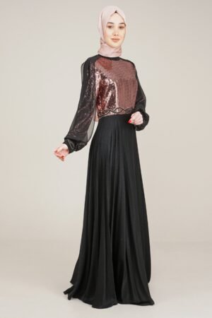 Sparkly Top Long Ladies Dress for Special Occasion Gold
