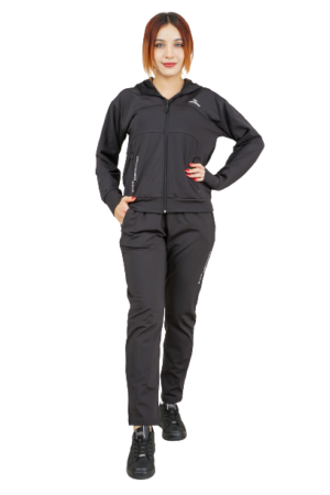 Women's 2Pcs Set Hooded | Ladies Tracksuit | Black