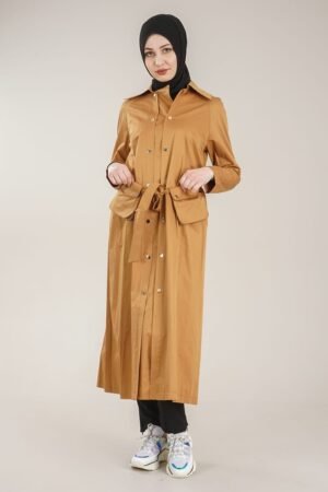 Trench Coat For Ladies with Belt-Tan