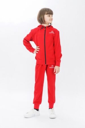 Young Unisex Zippered Girls Tracksuit Set | Red فساتین بنات