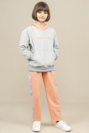 Youngs 2Pcs Girls Tracksuit Set - Grey فساتین بنات