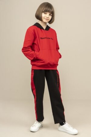 Youngs 2Pcs Girls Tracksuit Set - Red فساتین بنات