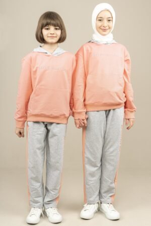 Youngs 2Pcs Girls Tracksuit Set - Salmon فساتین بنات