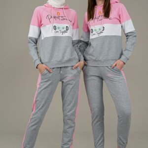 2pcs Hooded Ladies Tracksuit Pink