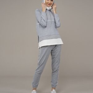 2PCs Ladies Tracksuit Set Grey