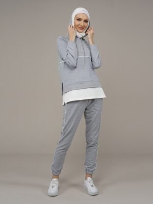 2PCs Ladies Tracksuit Set Grey