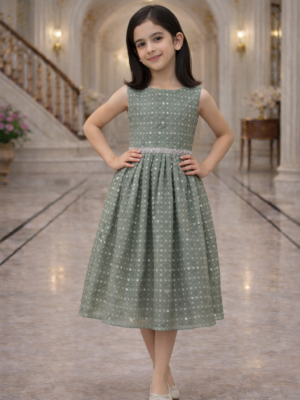 Sleeveless Mirror Party Dress For Fashionable Girls Light Green