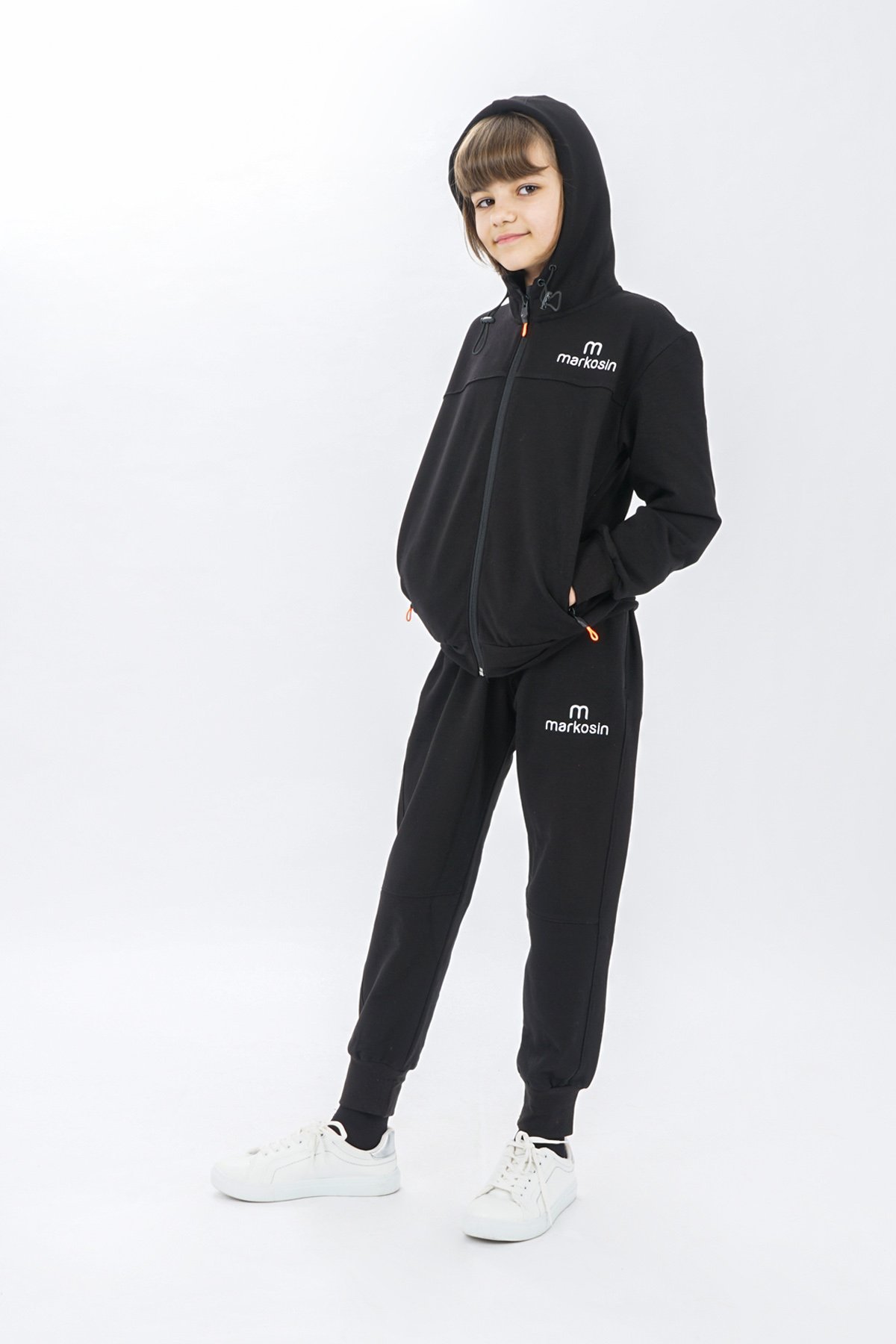 Unisex Zippered Girls Tracksuit Set Long Sleeves
