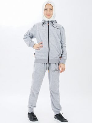 Unisex Zippered Girls Tracksuit Set Long Sleeves
