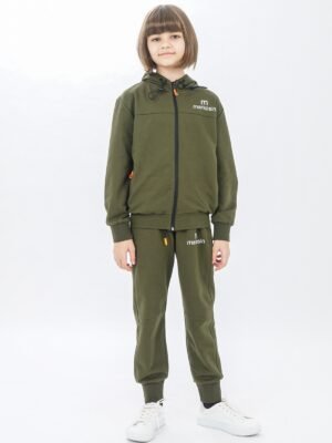 Unisex Zippered Girls Tracksuit Set Long Sleeves