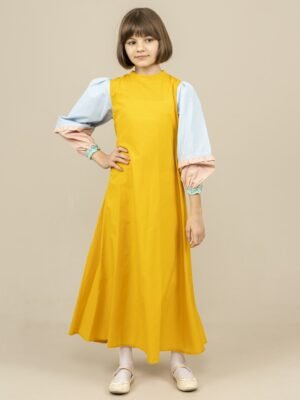 Girls Dress Long Light Casual - Mustard | فساتين بنات