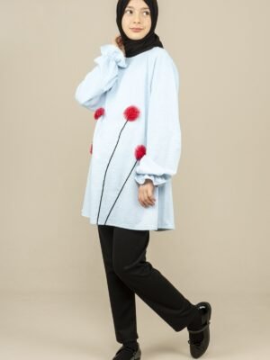 Girls Dress Tunic with Flower Details - Blue | فساتين بنات
