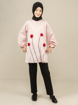 Girls Dress Tunic with Flower Details - Pink | فساتين بنات
