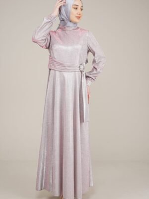 Sparkly Long Ladies Dress for Special Occasions-Powder