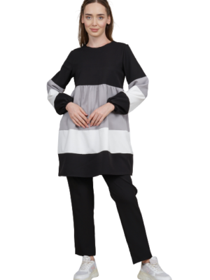 Ladies Tracksuit 2Pcs Set Tunic & Trouser Black