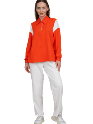 Ladies Tracksuit 2Pcs Set Tunic & Trouser Orange