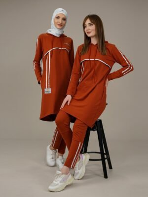 Ladies Tracksuit 2pcs Hooded Tunic & Pants | Tile