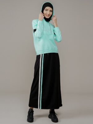Ladies Tracksuit Set With Hoodie & Skirt Mint