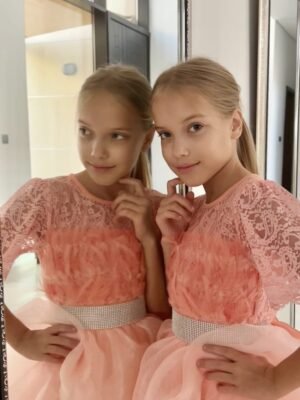 Party Dress For Girls Orange Feathers