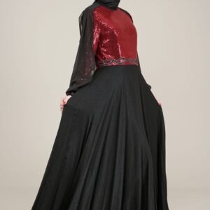 Sparkly Top Long Ladies Dress for Special Occasion - Burgundy