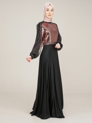 Sparkly Top Long Ladies Dress for Special Occasion Gold