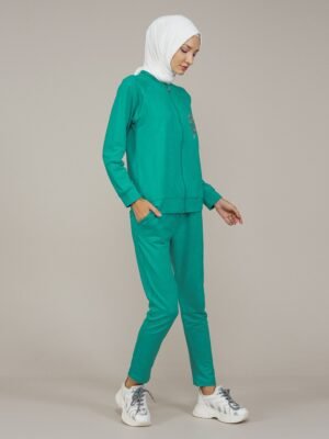 Women's Stone 2Pcs Set | Ladies Tracksuit Set | Petrol Green