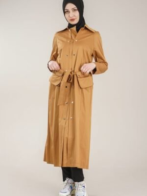 Trench Coat For Ladies with Belt-Tan