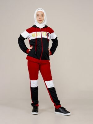 Young Girls Tracksuit Set 2Pcs Hooded | Burgundy | فساتین بنات