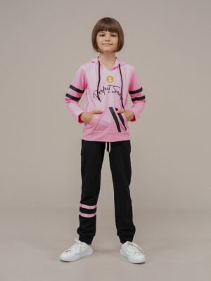 Young Girls Tracksuit Set 2Pcs Hooded Pink فساتین بنات
