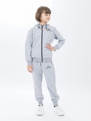 Young Unisex Zippered Girls Tracksuit Set | Grey فساتین بنات